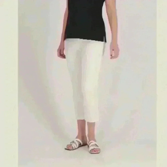 Isaac Mizrahi Live! Tall 24/7 Stretch Crop Pants with Pockets 14 TALL White - Picture 2 of 16